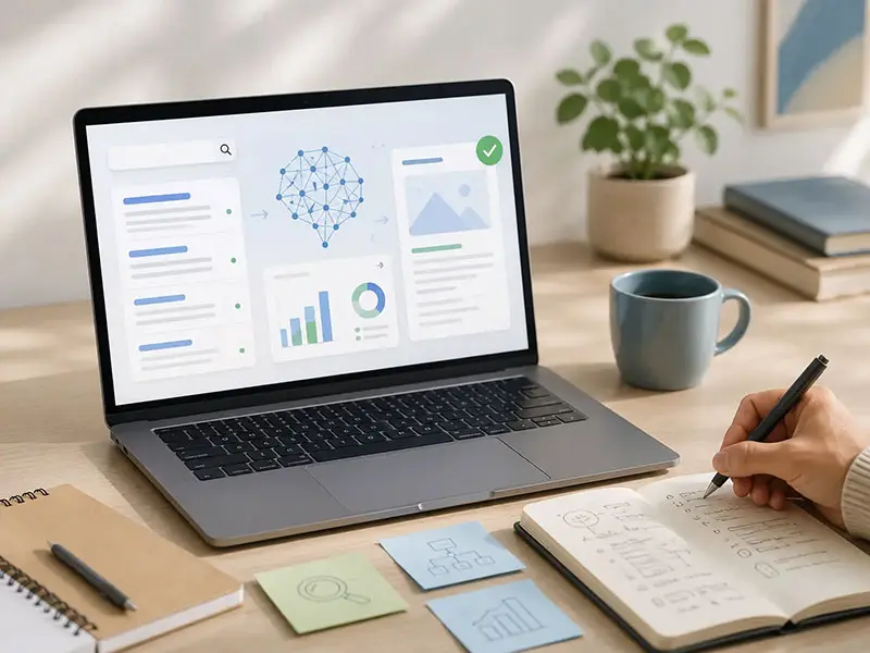 KI und SEO für Selbstständige mit Fragen, Struktur und eigener Erfahrung